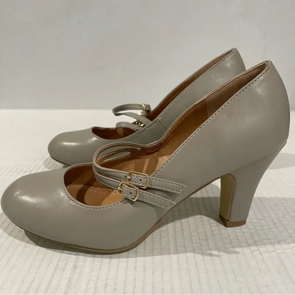 Women’s Journee Collection Grey Taupe Windy Mary Jane Pump Size 9 US! - Picture 4 of 8
